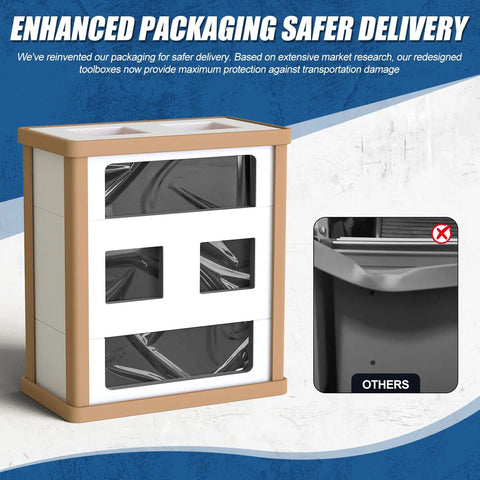 Heavy Duty 10 Drawer Rolling Tool Chest With Wheels, Lockable 2-in-1 Tool Box And Cart, Detachable Top Toolbox And Bottom Tool Cart, Cold Rolled Steel Frame For Scratch-Resistant, Real DIY Pro Storage On The Go packaging shown in transit crate