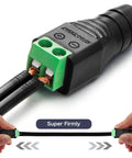 Rock Solid 5.5Mm X 2.1Mm Dc Power Connectors With Thick Copper Cores showing copper wiring and gripping connectors.