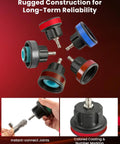 Heavy Duty 18 Piece Radiator Pressure Pump And Cooling System Leak Test Kit With Universal Water Tank Adapter showing colorful cap adapters.