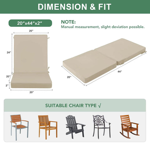 Outdoor Dining Chair Cushions 4 Pack High Back Water Resistant Patio Seat Cushions With Ties Removable Covers Non Slip Bottom For Garden Lawn Porch Furniture 44 By 20 Inches Cream dimensions and fit