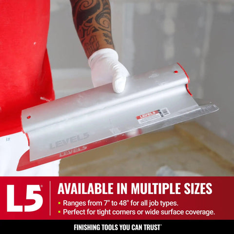 Person holding 24-Inch Skimming Blade With 0.3mm German Stainless Steel Insert Replaceable Blade And Ergonomic Aluminum Profile.