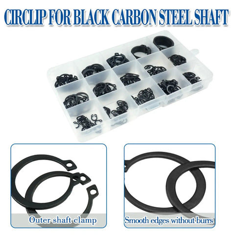 Heavy Duty 150 Piece Internal And External Retaining Circlips C Clip Washer Snap Ring Assortment Set In Carbon Steel M5 To M25