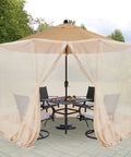 7.5 to 11 Foot Patio Umbrella Mosquito Netting, Polyester Screen Mesh With Zipper Door And Weight Bag, Outdoor Umbrella Bug-Proof Shield In Beige, Fits Most Market Umbrellas