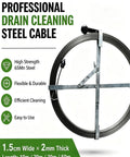 Hardcore Manganese Steel Drain Auger Tape For Yanking Out Gnarly Pipe Clogs Tough As Nails Highly Resistant To Bending Professional Plumbing Essential Tool, 10m drain cleaning cable.