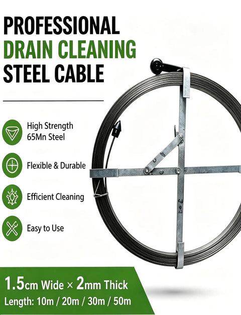 Hardcore Manganese Steel Drain Auger Tape For Yanking Out Gnarly Pipe Clogs Tough As Nails Highly Resistant To Bending Professional Plumbing Essential Tool, 10m drain cleaning cable.