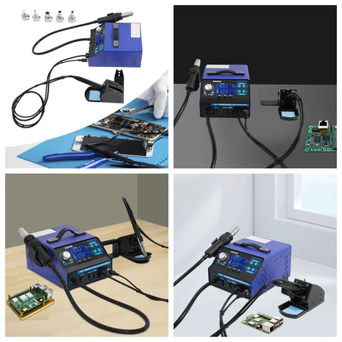 Hot Air Rework Station With 5 Nozzles, 780W Desoldering Power, High Flow Air Gun, LCD Display, used for electronics repair