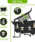 Heavy Duty Fuse Holder Terminal Block With LED Indicator For DIN Rail 24V DC 6.3A Screw Clamp 5x20 5x25 6x30 Fuse Sizes Black Pack Of 6 Industrial Grade, detail view