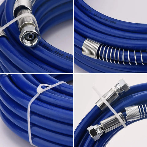 50 Foot Upgraded Airless Paint Hose For Graco Sprayers With Reinforced Brass Wire Braid And 4300 PSI Heavy Duty Performance