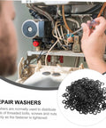 500 Piece Wave Washers Kit Compression Type Spring Steel Gaskets For Automotive, Plumbing, And Home Use, Boosts Stability, Prevents Loosening, Elasticity, And Impact Resistance. Black wave washers for boiler repair.