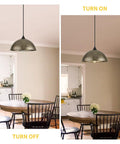 MIAYBPH Pendant Lights Kitchen Island, 12" Antique Bronze Dome Pendant Light Fixture in on and off settings above dining table.