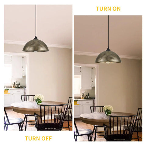MIAYBPH Pendant Lights Kitchen Island, 12" Antique Bronze Dome Pendant Light Fixture in on and off settings above dining table.