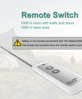 Remote controller for Top Tier 500 Watt Pure Sine Wave Power Inverter, designed for RV use and outdoor applications.