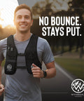Man running with Hydration Running Vest With 8 Pockets And 17 Oz Flask For Men And Women Reflective Lightweight Neoprene Pack