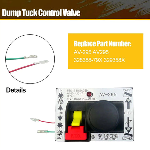 PTO Hoist Air Shift Control Valve For Dump Trucks And Trailers, Heavy Duty Power Take Off Valve For Hydraulic Systems, Replacement AV-295 AV295 328388-79X 329358X, Safe Descent Design, Easy Install