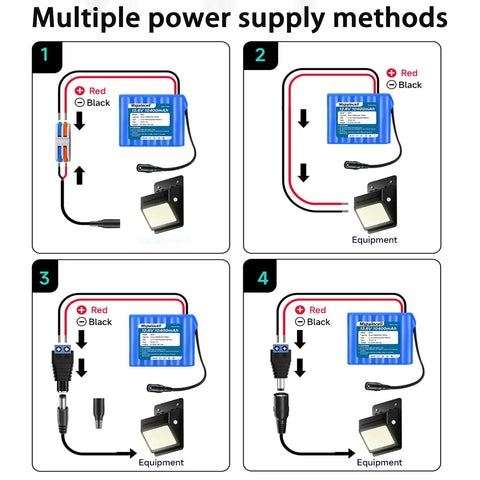 High Capacity 12V Li Ion Battery Pack With Charger And Bare Leads For RC Cars Boats And Robots, Plus LED Light Strips, wiring diagram