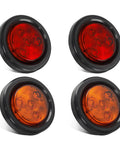 4 Pack 2 Inch Round Led Side Marker Clearance Lights With Grommets And Wire Pigtails For Trailers And Trucks DOT Approved 12V Submersible