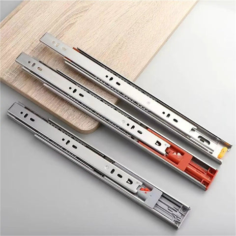 Beefed-Up Heavy Duty Stainless Steel Drawer Slides Set Of 2 Three-Section Press Rebound Buffer Rails 12 Inch (30 Cm) Long