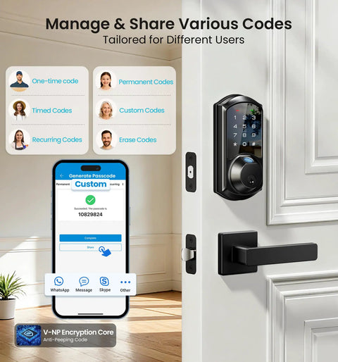 Slick Fingerprint Smart Lock With Heavy Duty Zinc Alloy Handles And Auto Lock App Control Delivering Hassle Free Zero Key Stress Matte Black Finish That Brings Top Shelf Security Straight To Your Door