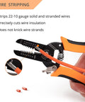 Pro Grade All In One Wire Stripper And Cutter For Solid And Stranded Wires 22 To 10 AWG used for stripping orange wire