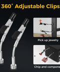 Dual Clamp Soldering Helper Stand With Quick Release Third Hand For Electronics PCB Repair DIY Projects Jewelry Craft No Fuss Soldering Aid Station Adjustable Compact Yellow Black shown with 360° adjustable clips
