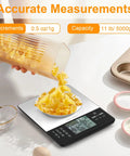 Digital Kitchen Scale With Nutritional Calculator For Easy Calorie Counting And Meal Prep, Measures Pasta In Grams, Clear Display
