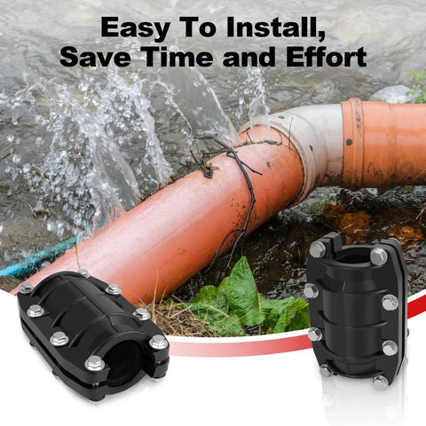 XDENGP pipe repair clamp, 3/4 inch, black plastic/metal body; for plastic and metal pipes, 20mm OD, two clamps.