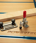 Toggle Clamp Mounting Plate Kit With Round 5/16-18 Knobs And T-Bolts For T-Track Accessories shown on wooden surface