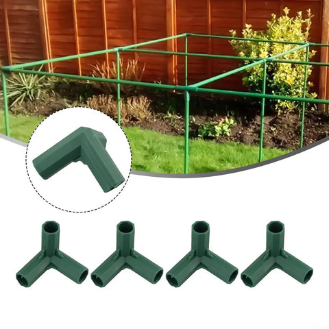 Set Of 4 Plastic Greenhouse Frame Connectors For 16mm Tubes Easy Install Right Angle 3 Way Plant Support Brackets DIY Garden Trellis Fittings Outdoor Awning Frame Parts For Climbing Plants