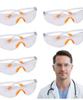 Built Dang Tough 6 Pack Safety Glasses For Work And Lab With Crystal Clear Lenses, shown with a professional in lab attire.