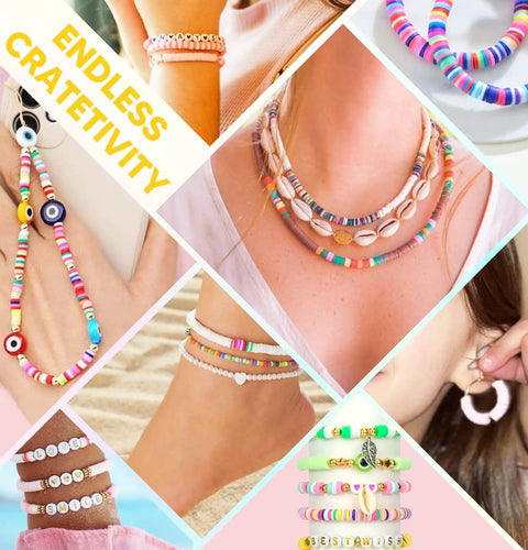 Starter Jewelry Making Kit With Thousands Of Polymer Clay Beads And Charms For Bracelets And Diy Jewelry Super Easy To Use
