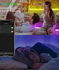 Family enjoying 65 Ft RGB Smart LED Strip Lights With WiFi App Control and Voice Control Works with Alexa and Google Assistant.
