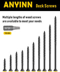Top Shelf Deck Screws 150 Pack Size 8 X 1.5 Inch Torx Drive Structural Fasteners For Timber Log And Landscaping Hella Tough Carbon Steel With Corrosion Proof Coating For Serious Build Projects in varying lengths.