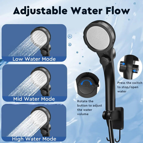 Portable Camping Shower With 6000mAh Battery, LED Display, IPX7 Waterproof Outdoor Shower Kit, adjustable water flow modes