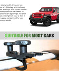Rooftop Cargo Carrier Mounting Clip Kit With U Bolt Clamp Back Plate Quick Release Strap Protective Pad And Lock Nut For Cars And Vans Outdoor Roof Rack Accessory Black installed on a vehicle