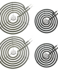 Porcelain Drip Pans And Surface Elements Kit For GE Hotpoint Range Stove Easy Swap In Replacement with four coil burners.