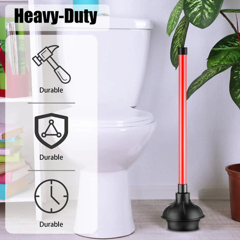 Heavy Duty Toilet Plunger 6 Pack Built With Long 20.5 Inch Handle And Four Inch Cup For Bathroom Drain Unclogging near toilet.