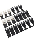 20 Piece Oscillating Saw Blades Set With Length Marks And Precision Teeth For Wood Metal And Plastics Cutting, arranged neatly.