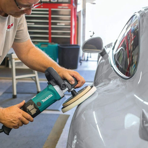 7-Inch Polisher With Pro Grade Variable Speed Dial in use on car during auto detailing