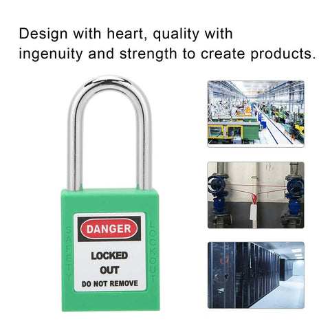 Tough As Nails 38 Mm Padlock Lockout Tagout Kit With Five Insulated Locks Ten Keys And Writable Tags To Secure Machines Prevent Unwanted Starts In Extreme Temps Ideal For Shop Floors Or Repair Crews Wanting Durable Industrial Safety Gear Top Pick green insulated lockout padlock with steel shackle for machine safety