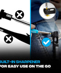 Mechanical Carpenter Pencil Set Built Tough For Construction Pros With Belt Clip Sharpener And Holder Includes Four Refillable 2.8mm Leads shown in use