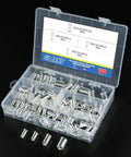 100 Pcs Wire Ferrule Terminal Kit, Copper Crimp Connectors, Silver Plated, Non Insulated, Assorted AWG 4 2 1 2/0, open box view
