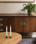 2 Pack Peacock Floral Art Cabinet Handles With Customizable Panels, 3 Inch Hole Center Semicircle Brushed Nickel Drawer Pulls on dresser