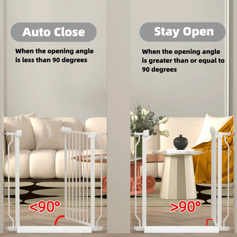 Extra Wide Baby Gate With Door Walk Through Easy Install Adjustable 38.5 to 43.3 Inches with open and close demonstration