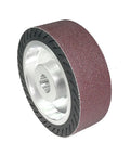 Close-up of 6 Inch Expander Rubber Wheel For Bench Grinder Replacement Accessory To Support Abrasive Belts Or Discs During Grinding