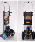 Heavy Duty 1200w Electric Stair Climber Dolly With Brushless Motor And Massive 36 Ah Battery, showing motor and battery in close-up.
