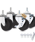 2 Inch Caster Wheels with 1/4 Inch Threaded Stem Swivel Casters and Brakes, Quiet Rolling PVC Wheels for Furniture, Small Trolleys, Utility Carts and Cabinets, Durable Replacement Set of 4