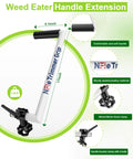 Ergonomic Trimmer Handle Extension Back Saver With Adjustable Angle And Height 17 Inch Grip For Lawn Care Grass Landscaping And Yard Work No More Fatigue While You Edge And Trim Smoothly. Product in detail showing grip and bracket clamp.