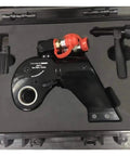 Heavy Gauge Hydraulic Torque Wrench With Slick Uni Swivel Hose and Rugged Alloy Frame in protective case for precision bolting.