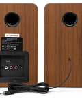 Rear view of Beefy Bass Bookshelf Speakers 36W RMS BT Five Four Wireless Studio Monitors with cable and input connections visible
