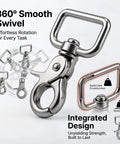 Metal Swivel Snap Hooks 12 Pack Heavy Duty Trigger Snaps With 360 Degree Rotation Nickel Plated Eye Closure Built Tough Fasteners